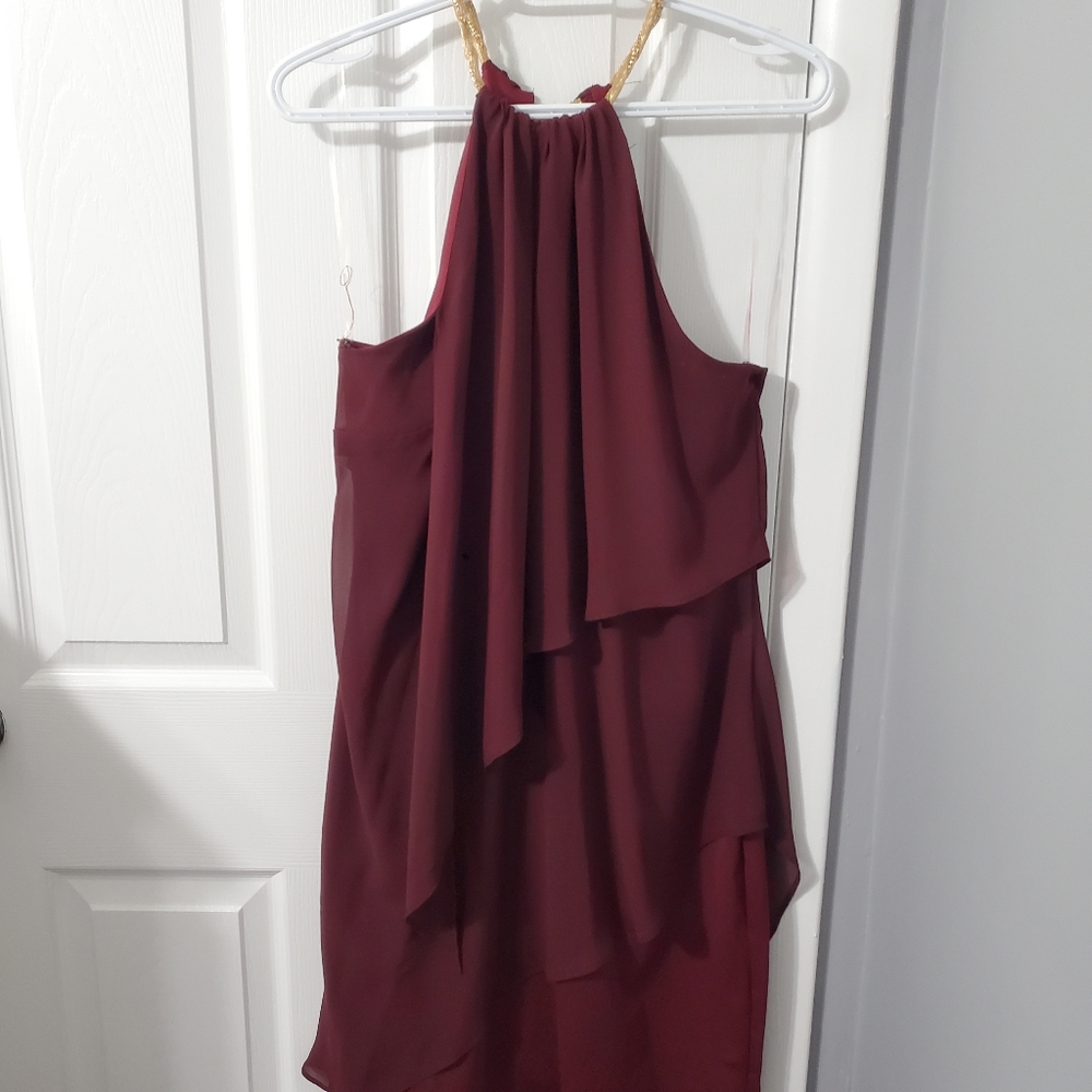 Asymmetrical knee length cocktail dress